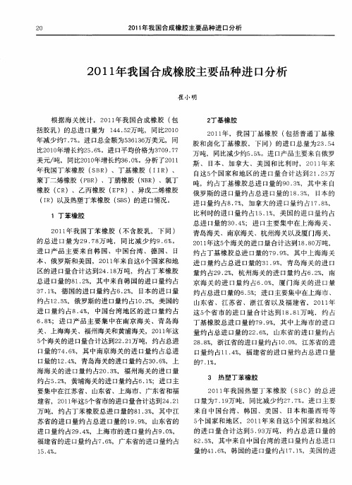 2011年我国合成橡胶主要品种进口分析