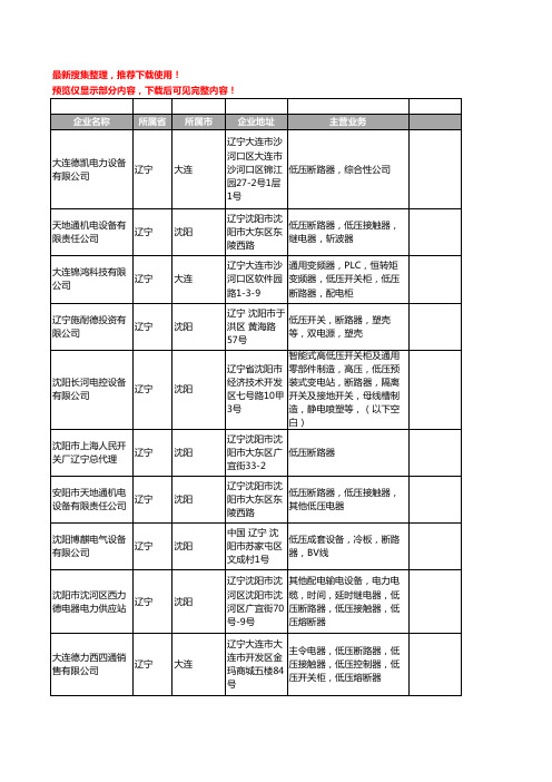 新版辽宁省低压断路器工商企业公司商家名录名单联系方式大全53家