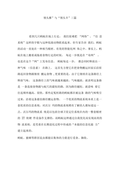 《领头雁》与《领头羊》三篇