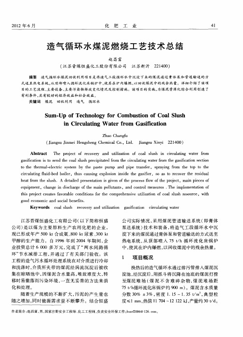 造气循环水煤泥燃烧工艺技术总结