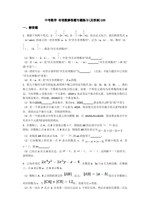 中考数学 有理数解答题专题练习(及答案)100