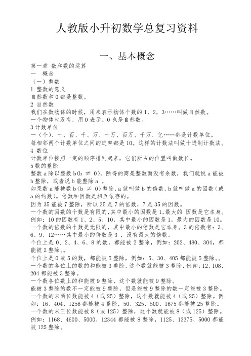 [精选]人教版小升初数学总复习资料 53页