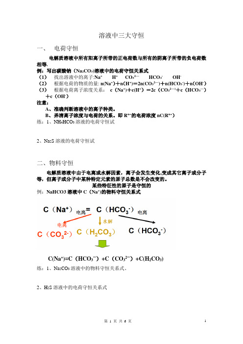 水溶液中三大守恒定理
