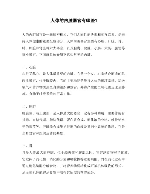 人体的内脏器官有哪些？