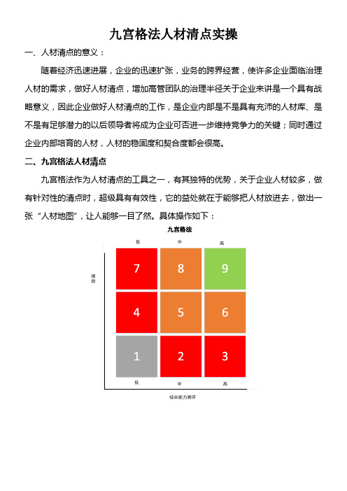 人材清点九宫格法
