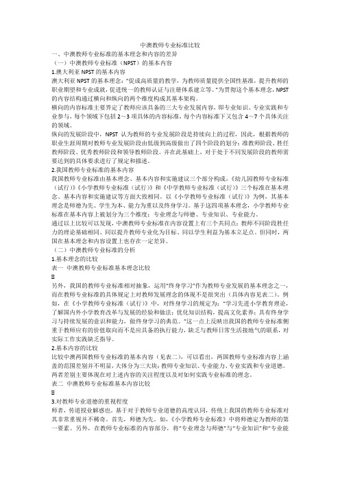 中澳教师专业标准比较