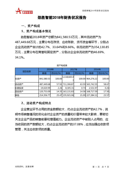 劲胜智能2018年财务状况报告-智泽华