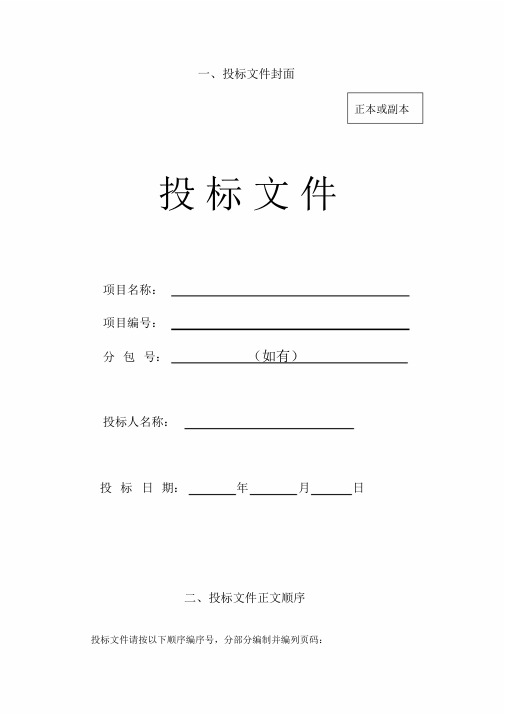 投标文件封面及标书格式