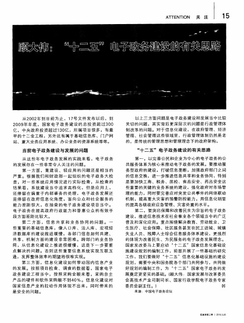 顾大伟：“十二五”电子政务建设的有关思路