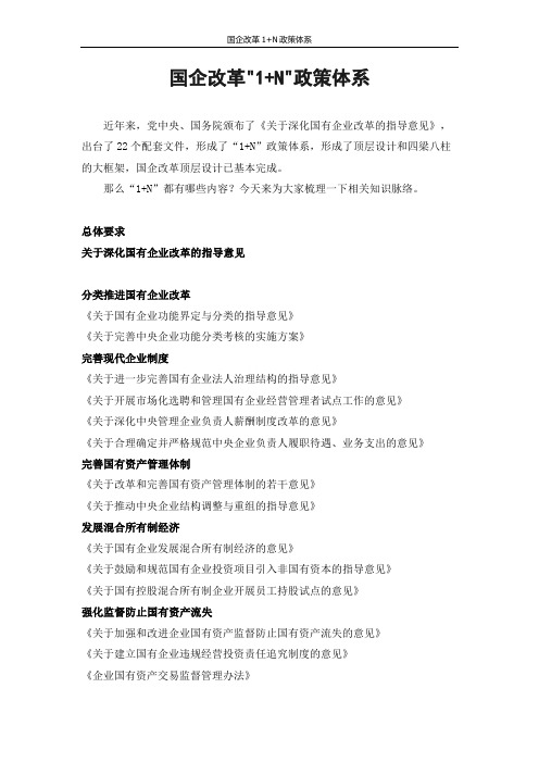 国企改革1+N政策体系