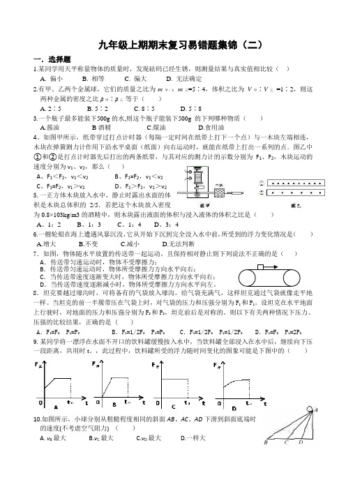 力学易错题集锦
