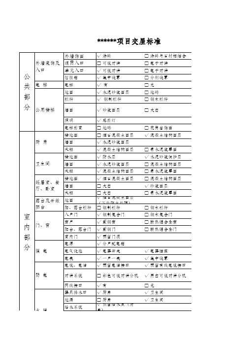 房地产项目交屋标准模版