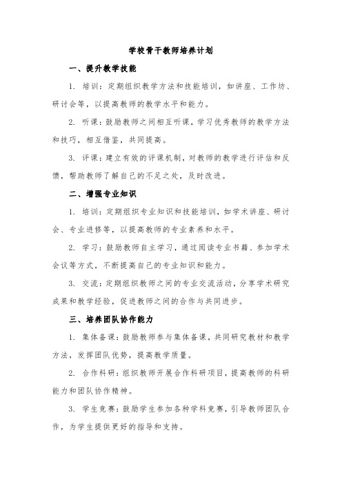学校骨干教师培养计划
