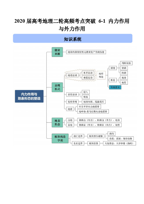 2020届高考地理二轮高频考点突破6-1 内力作用与外力作用(含解析)