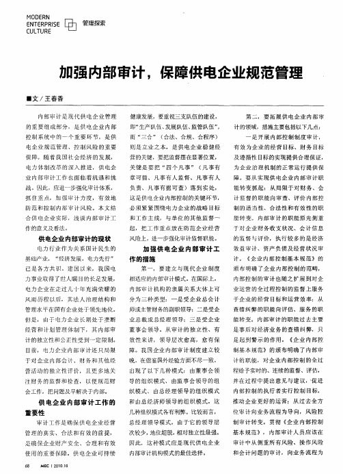 加强内部审计,保障供电企业规范管理