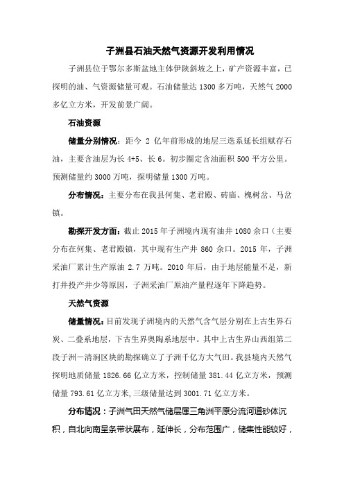 子洲县拥有丰富的矿产资源