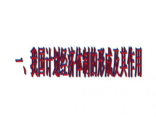 我国计划经济体制的形成及其作用(新201907)