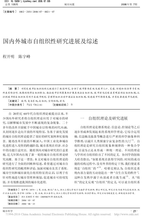 国内外城市自组织性研究进展及综述_程开明