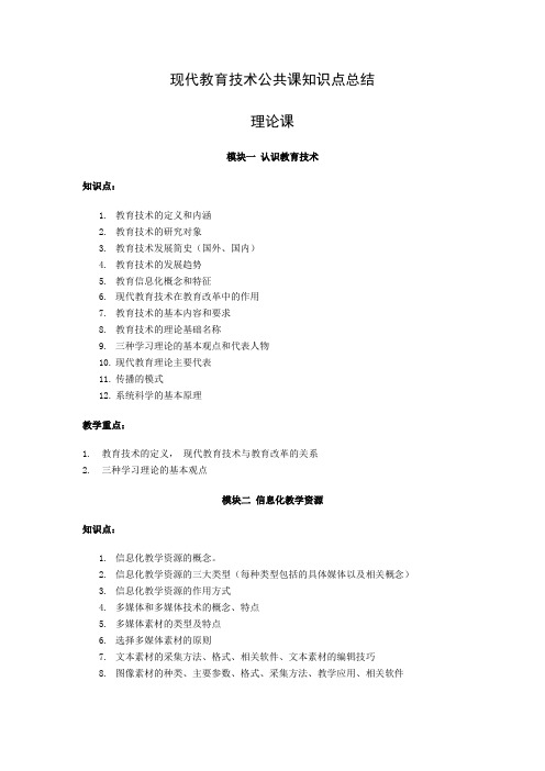 现代教育技术公共课知识点总结