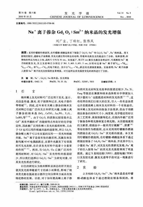 Na+离子掺杂Gd2O3∶Sm3+纳米晶的发光增强