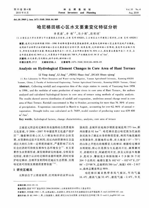 哈尼梯田核心区水文要素变化特征分析