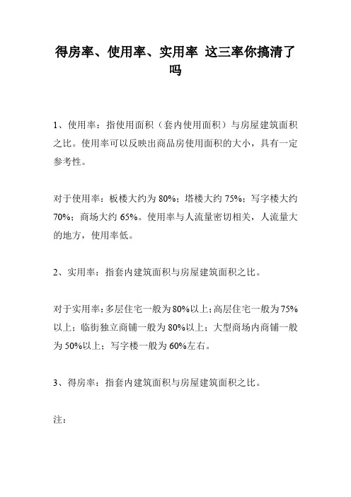 得房率、使用率、实用率 这三率你搞清了吗