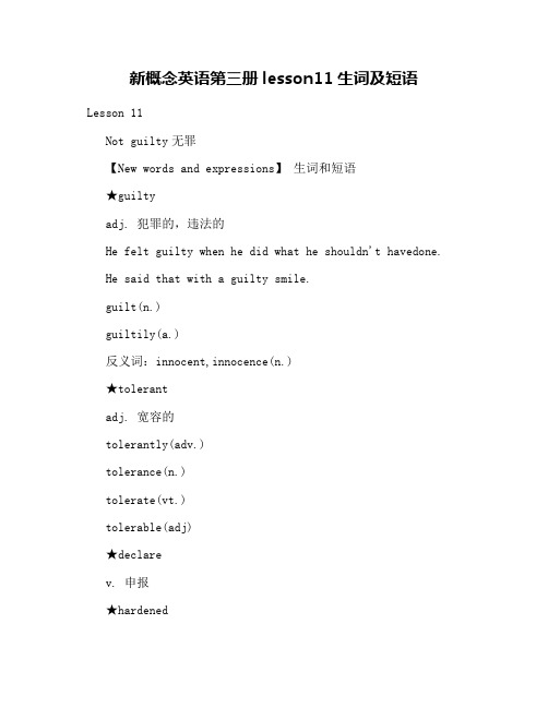 新概念英语第三册lesson11生词及短语
