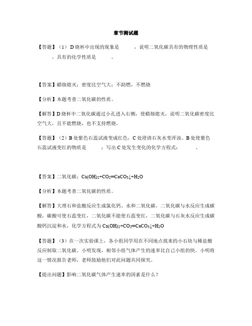 初中化学仁爱版九年级上册专题四 燃料与燃烧单元2 碳及其化合物-章节测试习题(10)