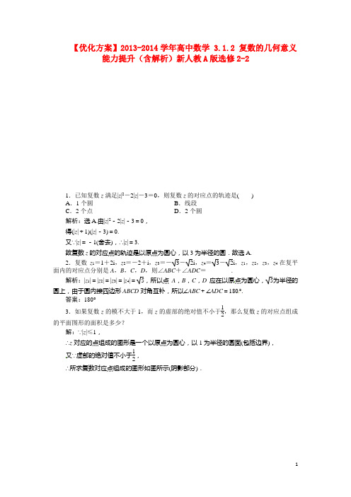 高中数学 3.1.2 复数的几何意义能力提升(含解析)新人