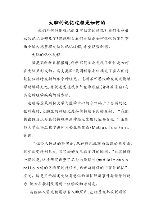 大脑的记忆过程是怎样的