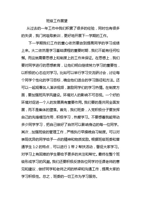 班级工作展望