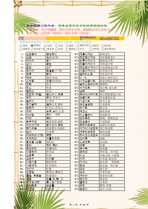 服装中韩对照表(带点读功能,免费学习韩文)