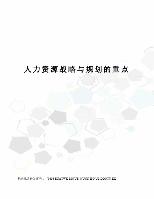 人力资源战略与规划的重点