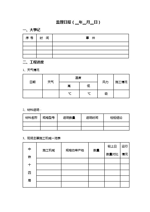 监理日报 范本