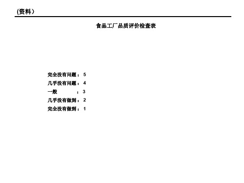 食品工厂品质评价检查表.ppt