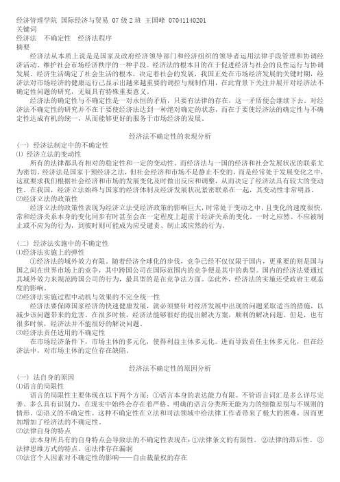 论经济法的不确定性