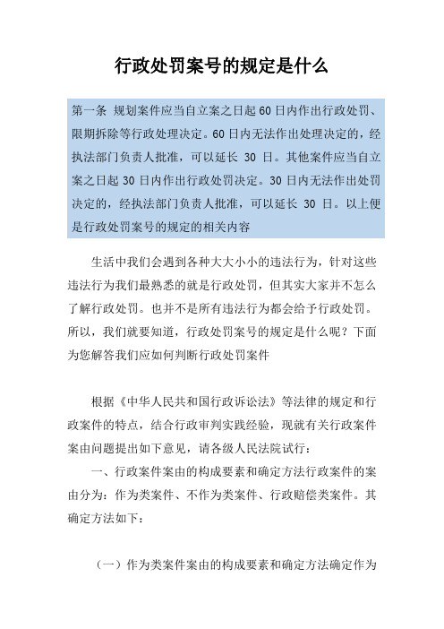 行政处罚案号的规定是什么