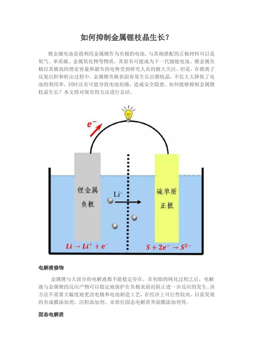 如何抑制金属锂枝晶生长？
