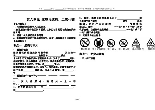 新鲁教版_第六单元_燃烧与燃料复习导学案_2