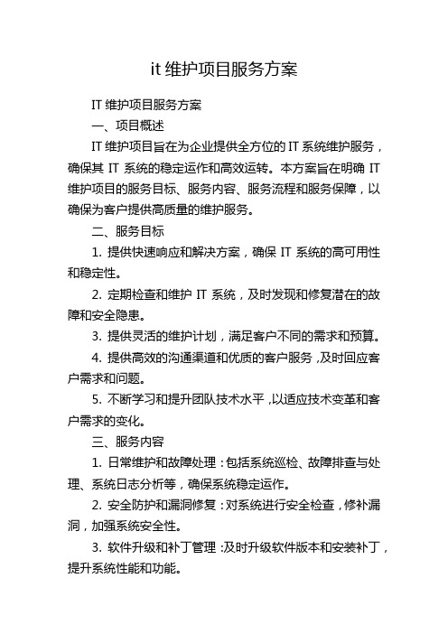 it维护项目服务方案