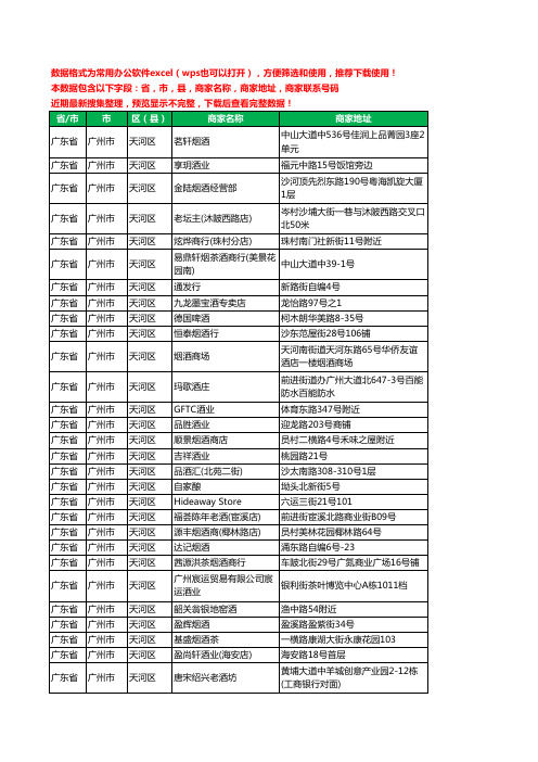 2020新版广东省广州市天河区酒水批发工商企业公司商家名录名单黄页联系电话号码地址大全900家