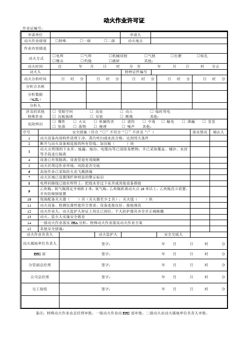 八大危险作业许可证