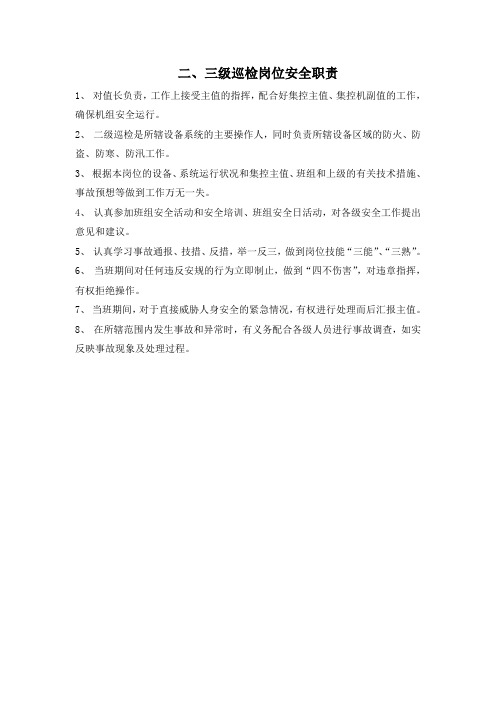 二、三级巡检岗位安全职责