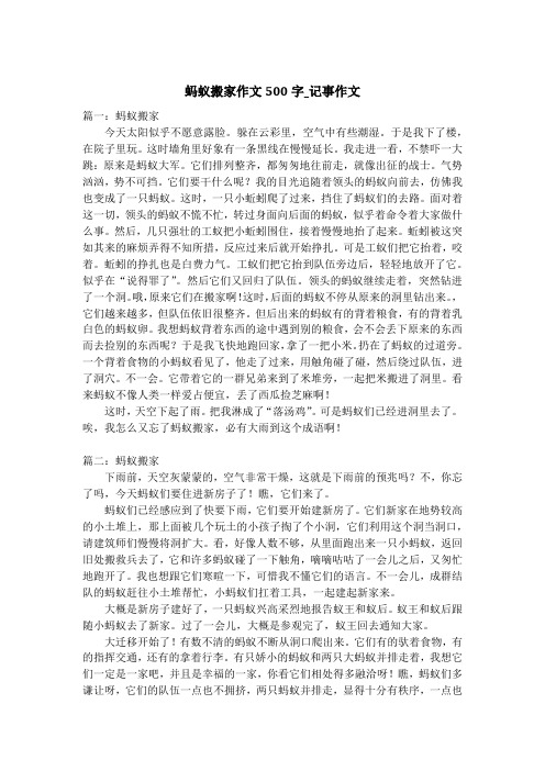 蚂蚁搬家作文500字_记事作文