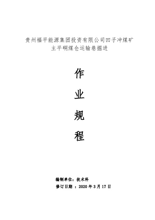 主平硐煤仓运输巷作业规程(定稿版)