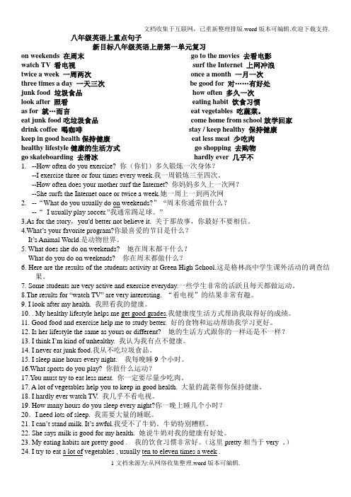 八年级英语上重点句子1-6单元(总结的)