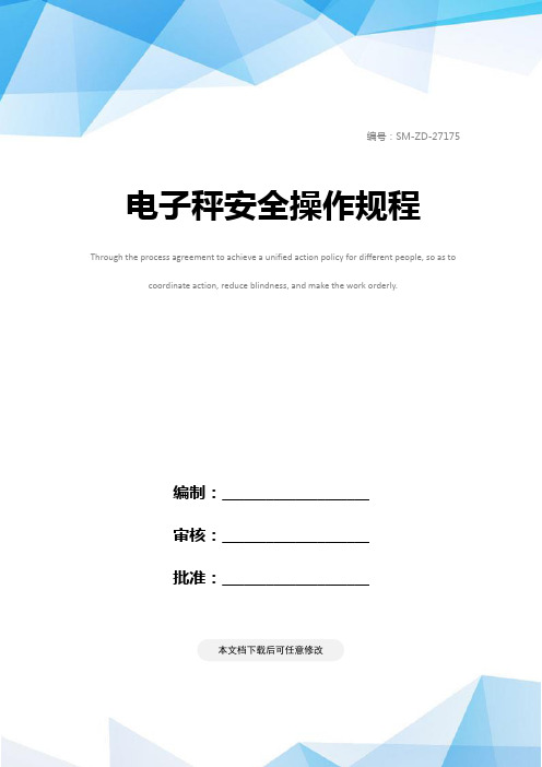 电子秤安全操作规程