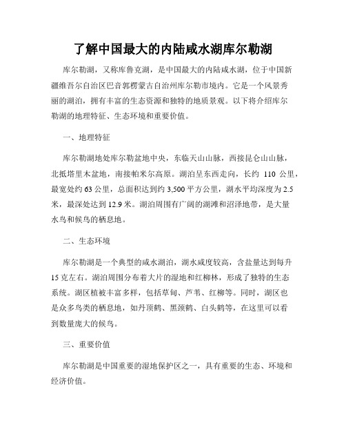 了解中国最大的内陆咸水湖库尔勒湖