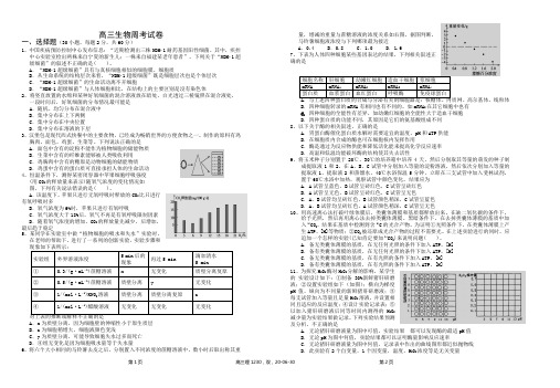 高三生物周考试卷