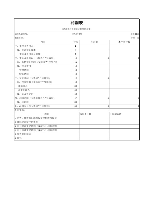 资产负债表和利润表电子版